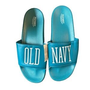 Men’s Old Navy flip flops pool beach‎ slides teal NWT size 10-11